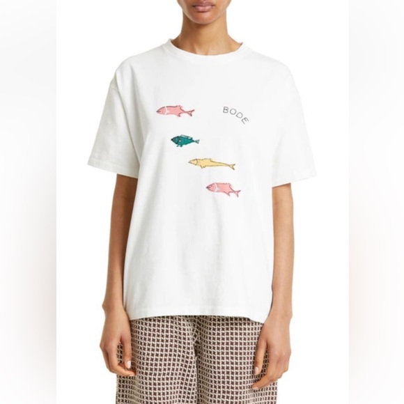 Bode Fish Appliqué Cotton T-Shirt Men’s Size Small AUTHENTIC - Picture 4 of 9